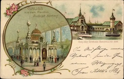 Litho Berlin, Berliner Gewerbeausstellung 1896, Weltausstellung, Pavillon Rudolf Hertzog