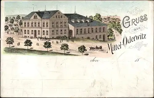 Litho Mitteloderwitz Oderwitz in Sachsen, Gasthof zum Kretscham