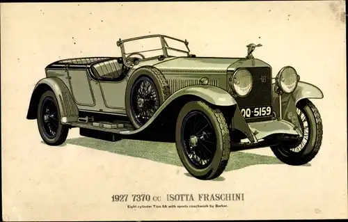 Künstler Ak 1927 7370cc Isotta Fraschini, Automobil