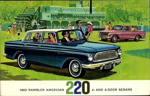 Künstler Ak 1963 Rambler American 220 4 and 2 door Sedans, Reklame