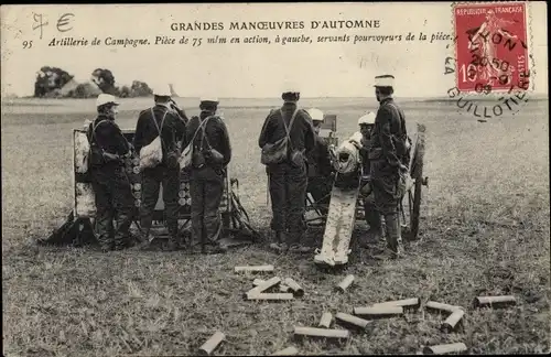 Ak Grandes Manoeuvres d'Automne, Artillerie de Campagne, Französische Soldaten, Kanone