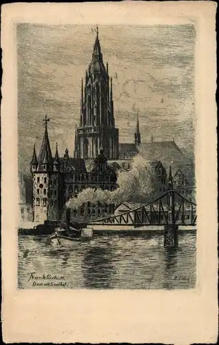 Künstler Ak Frankfurt am Main, Dom mit Saalhof