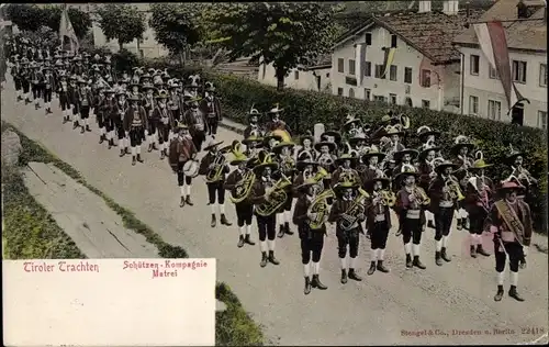 Ak Matrei in Tirol, Tiroler Trachten, Schützen-Kompagnie, Orchester