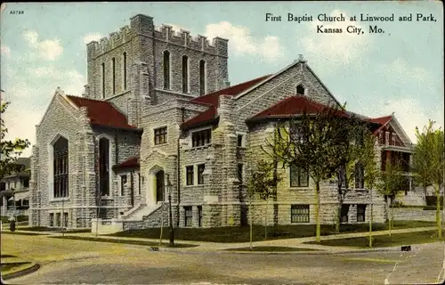 Ak Kansas City Missouri USA, First Baptist Church at Linwood and Park