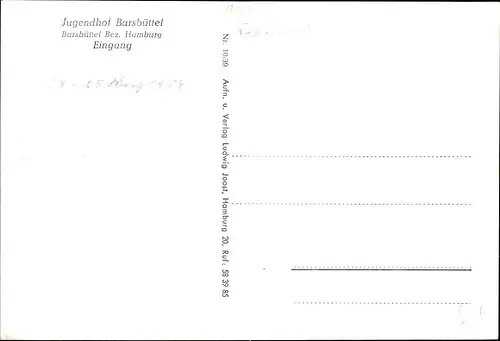 Ak Barsbüttel in Schleswig Holstein, Jugendhof, Eingang