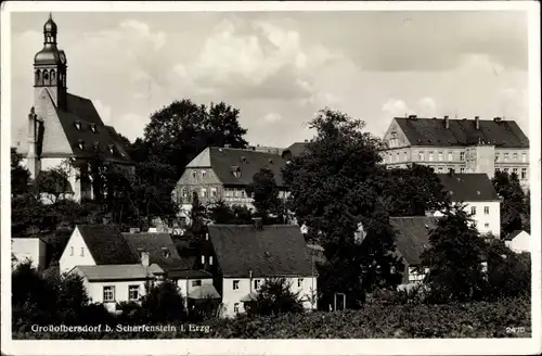 Ak Großolbersdorf im Erzgebirge, Teilansicht mit Kirche