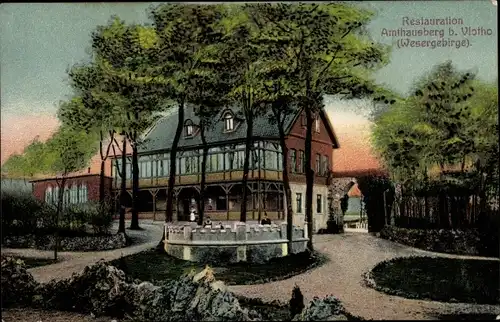 Ak Vlotho in Nordrhein Westfalen, Restauration Amthausberg, Gartenpartie