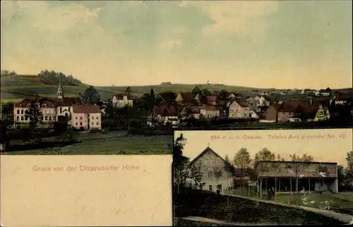 Ak Dittersdorf Amtsberg im Erzgebirge, Gasthaus Dittersdorfer Höhe, Blick auf den Ort