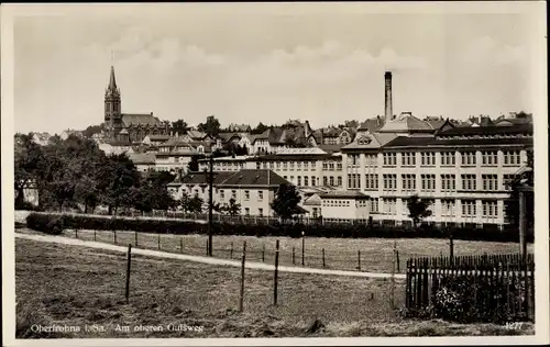 Ak Limbach Oberfrohna in Sachsen, Partie am oberen Gutsweg, Blick auf den Ort