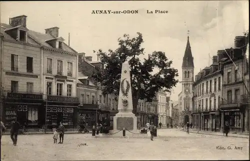 Ak Aunay sur Odon Calvados, La Place
