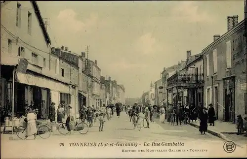 Ak Tonneins Lot et Garonne, Rue Gambetta