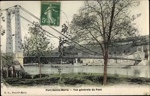 Ak Port Sainte Marie Lot et Garonne, Vue generale du Pont