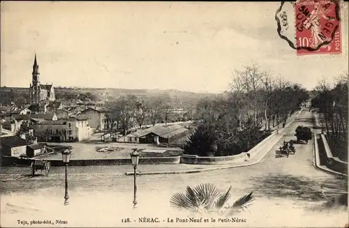 Ak Nerac Lot et Garonne, Le Pont Neuf, Le Petit Nerac