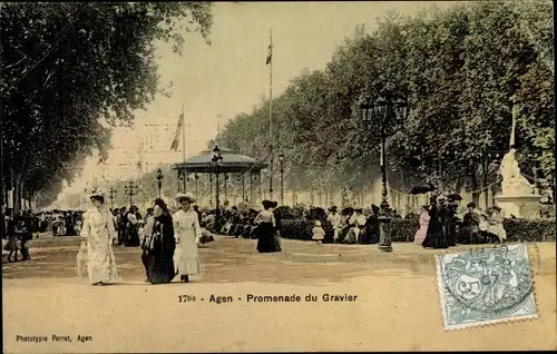 Ak Agen Lot et Garonne, Promenade du Gravier