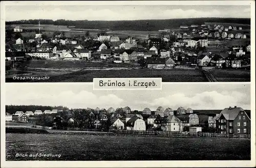 Ak Brünlos Zwönitz im Erzgebirge Sachsen, Gesamtansicht, Blick auf die Siedlung