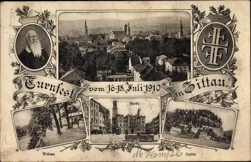 Ak Zittau, Markt, Turnfest 1910 in Zittau, Oybin, Weinau
