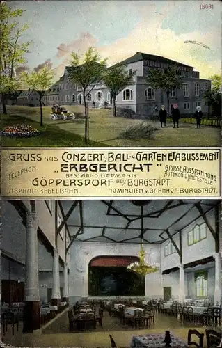 Ak Göppersdorf Burgstädt in Sachsen, Konzert-, Ball- und Gartenetablissement "Erbgericht", Ballsaal