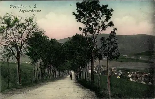 Ak Olbernhau im Erzgebirge, Saydaerstraße, Blick auf den Ort