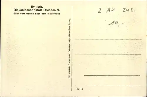 Ak Dresden Neustadt, Evangelisch lutherische Diakonissenanstalt, Mutterhaus