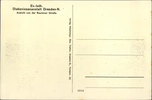 Ak Dresden Neustadt, Evangelisch lutherische Diakonissenanstalt, Bautzner Straße