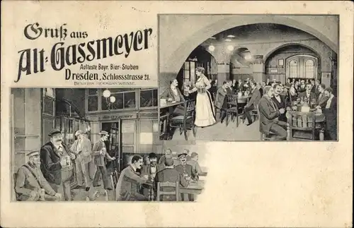 Künstler Ak Dresden Zentrum Altstadt, Bayrische Bierstube Alt Gassmeyer, Schlossstraße 21