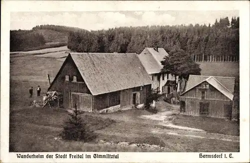 Ak Gimmlitztal Hartmannsdorf Reichenau im Erzgebirge, Wanderheim der Stadt Freital