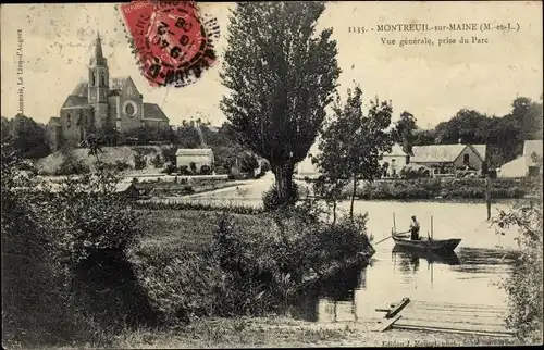 Ak Montreuil sur Maine Maine-et-Loire, Vue générale, prise du Parc