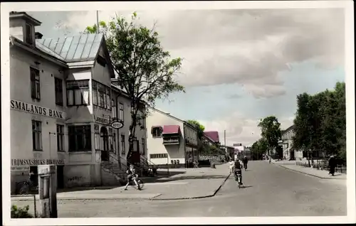 Ak Strömsnäsbruk Schweden, Straßenpartie, Bank