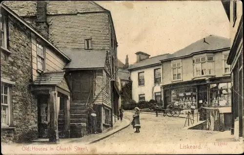 Ak Liskeard Cornwall England, Old Houses in Church Street