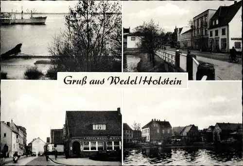 Ak Wedel im Kreis Pinneberg, Hafen, Teilansicht, Uferpartie, Gebäude, Hotel Wedeler Hof