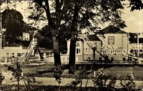 Ak Döbeln, Partie im Stadtbad, Freibad, Baum, Park