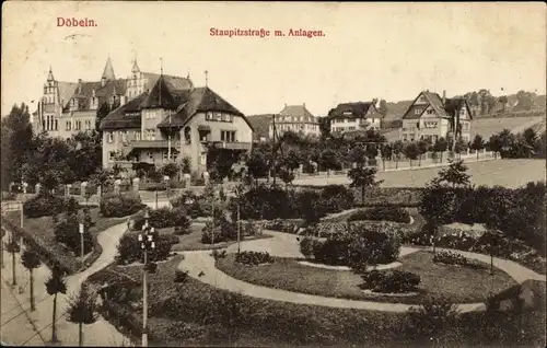 Ak Döbeln in Mittelsachsen, Blick auf die Staupitzstraße mit Anlagen