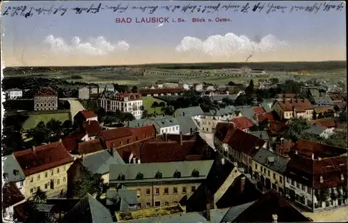 Ak Bad Lausick in Sachsen, Stadtpanorama nach Osten, Gebäude