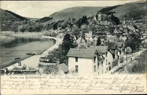 Ak Neckarsteinach in Hessen, panorama, Bergpartie