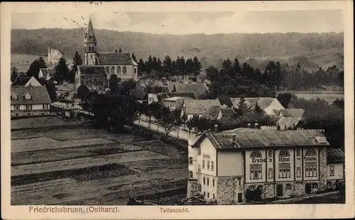 Ak Friedrichsbrunn Thale im Harz, Teilansicht mit Kirche, Grebe's Hotel