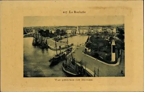 Ak La Rochelle Charente Maritime, Vue generale des Bassins