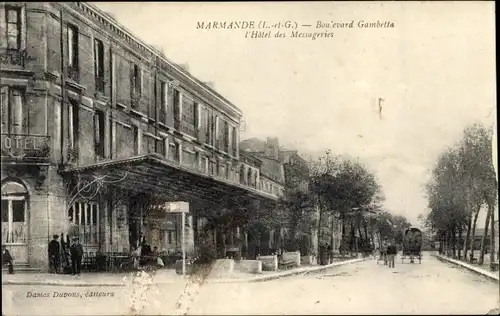 Ak Marmande Lot-et-Garonne, Boulevard Gambetta, L'Hotel des Messageries