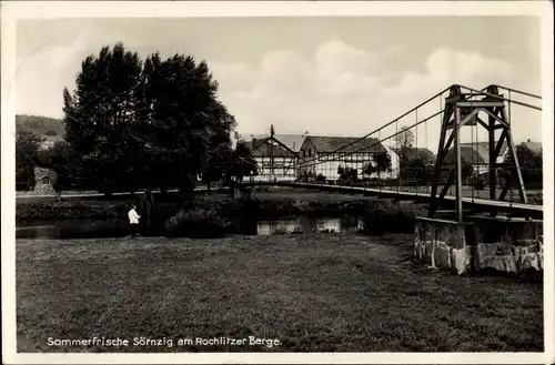 Ak Sörnzig Seelitz in Sachsen, Brücke, Gasthof Rich. Bellmann