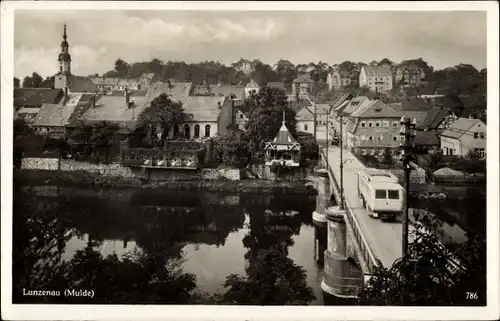 Ak Lunzenau in Sachsen, Panorama, Brücke