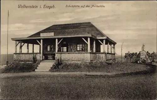 Ak Wolkenstein im Erzgebirge, Schutzhütte auf der Moltkehöhe