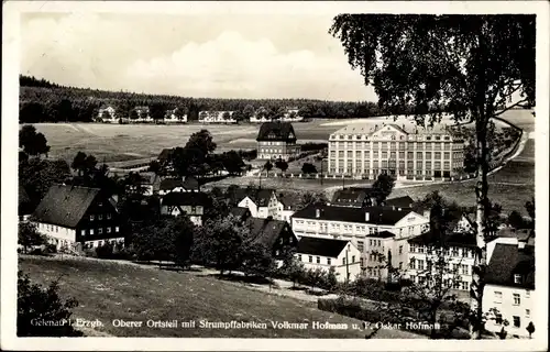 Ak Nieder Gelenau im Erzgebirge, Oberer Ortsteil, Strumpffabriken Volkmar Hofmann, F. Oskar Hofmann