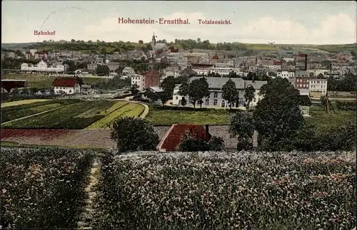 Ak Hohenstein Ernstthal in Sachsen, Gesamtansicht, Bahnhof