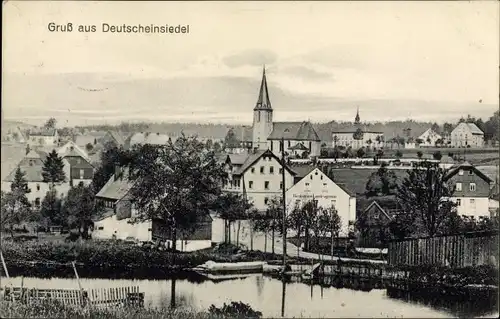 Ak Deutscheinsiedel Deutschneudorf im Erzgebirge, Panorama, Kirche