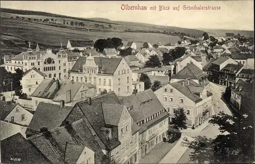 Ak Olbernhau im Erzgebirge, Grünthaler Straße, Panorama