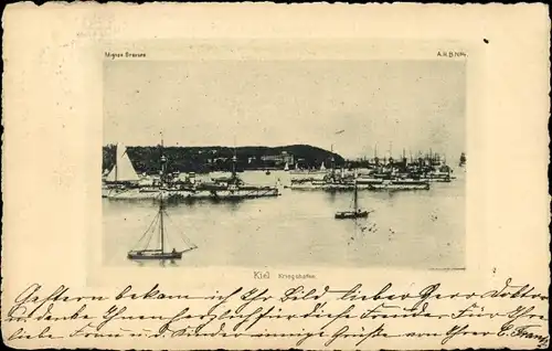 Ak Kiel in Schleswig Holstein, Kriegshafen, Deutsche Kriegsschiffe