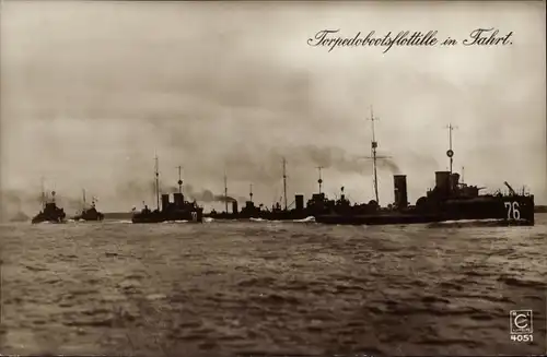 Ak Deutsche Kriegsschiffe, Torpedobootsflottille in Fahrt, S 76, S 77