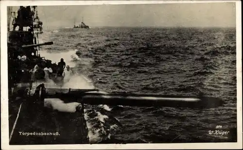 Ak Deutsches Kriegsschiff, Torpedoabschuss