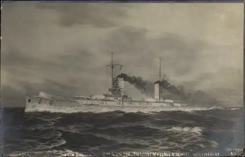 Ak Deutsches Kriegsschiff, SMS Kaiser, Schlachtkreuzer, Meilenfahrt