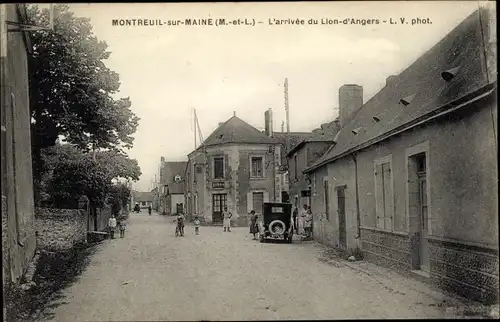 Ak Montreuil sur Maine Maine-et-Loire, L'arrivee du Lion d'Angers