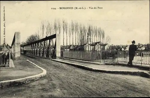 Ak Morannes Maine et Loire, Vue du Pont